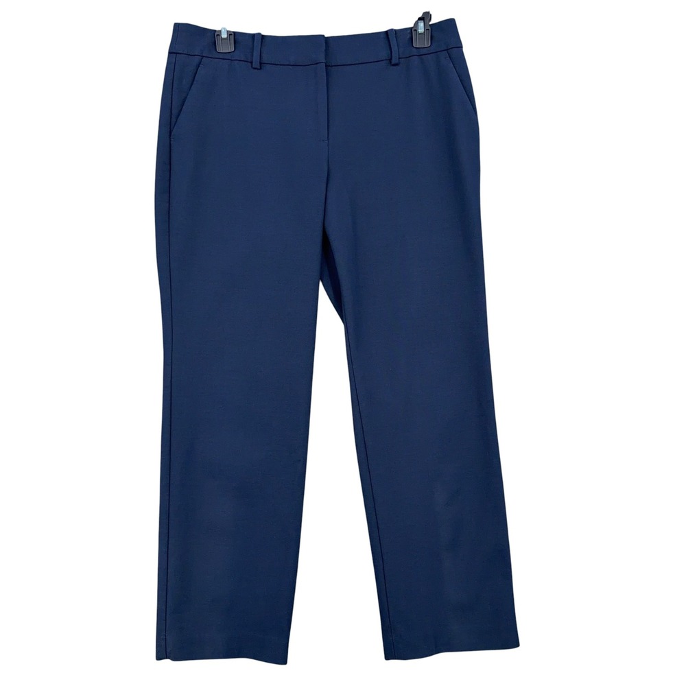 Talbots Classic Straight Pants Womens 14P Cotton Spandex Navy Blue